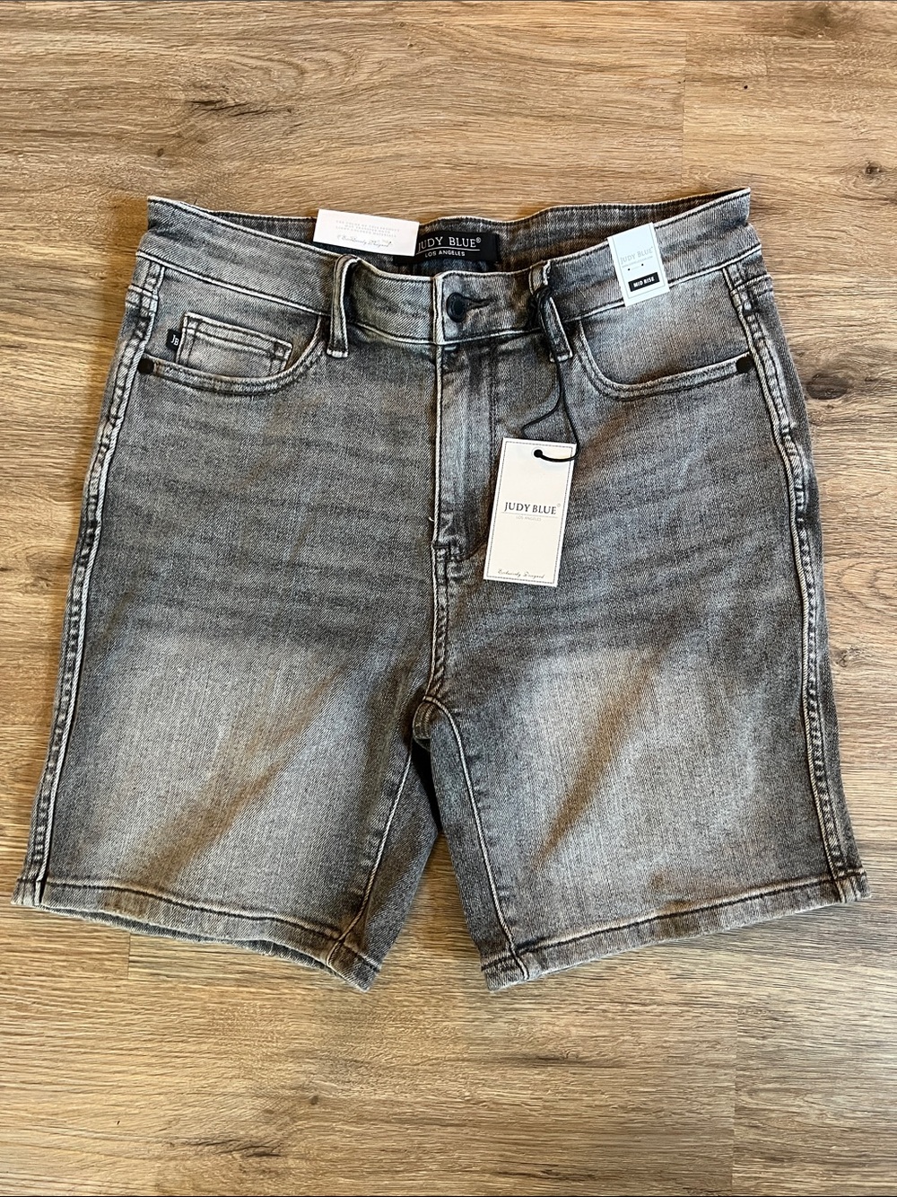 Judy Blue Washed Gray Stretch Denim Shorts